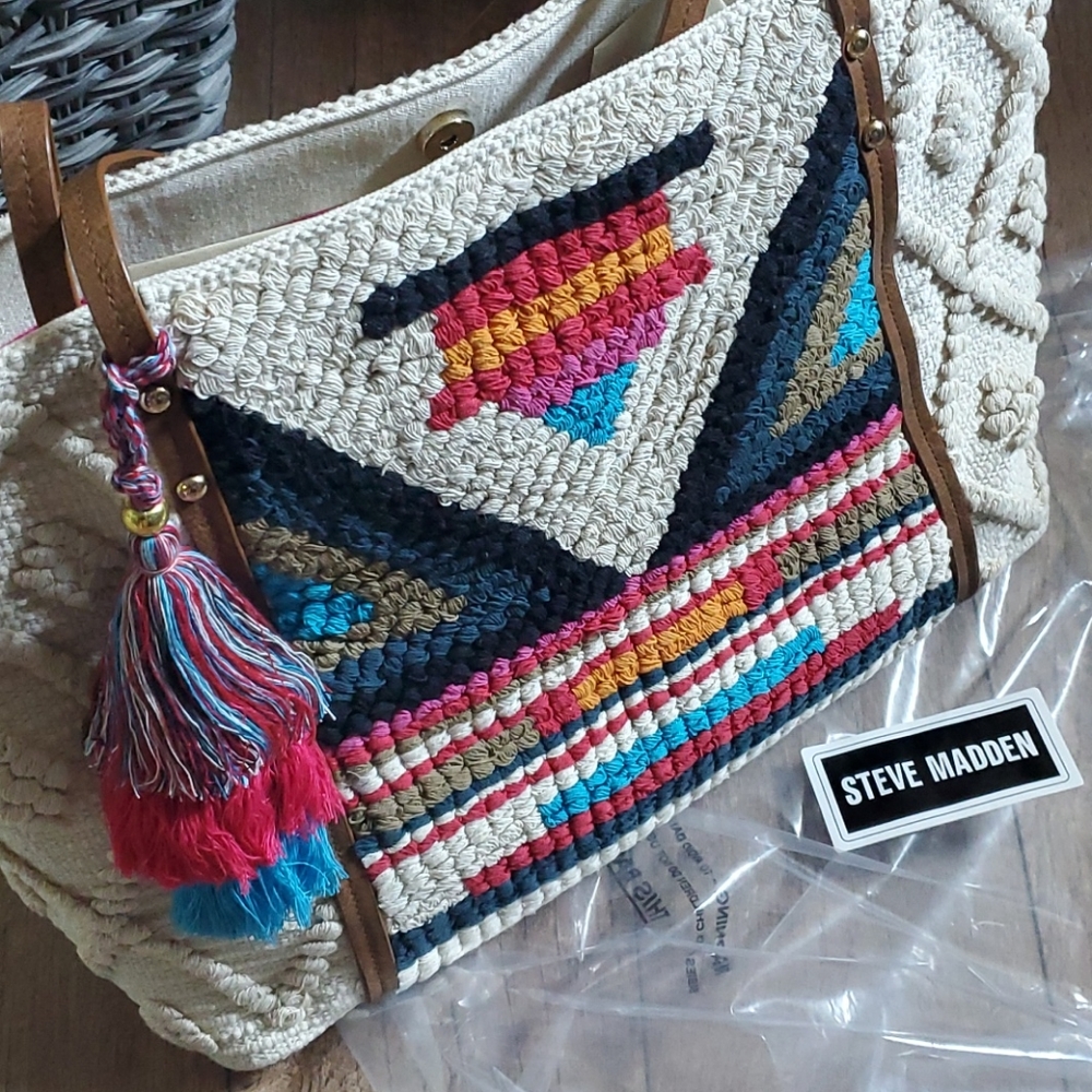 Steve Madden Beige/Multi Bali Tote - Picture 7 of 12